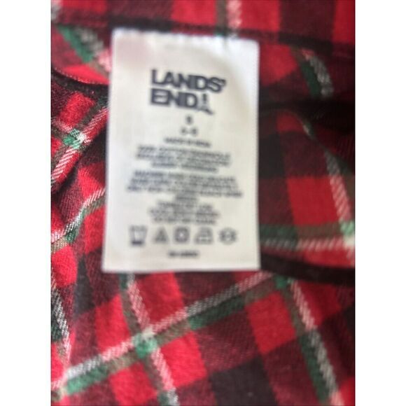 Lands' End Womens Plaid Flannel Button Belted Sleep Shirt Dress Red Small NWOT - Picture 4 of 4